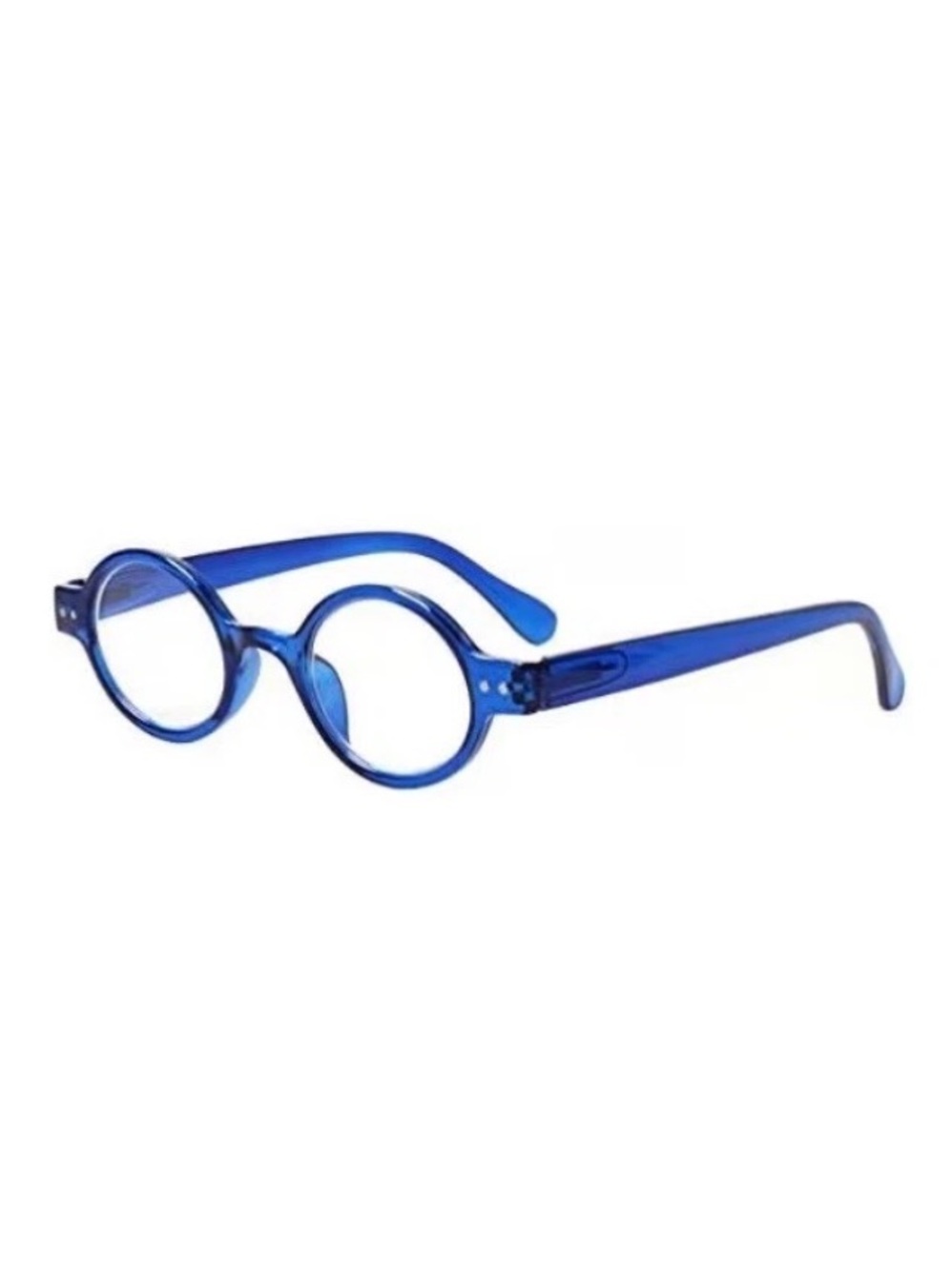 Round Blue Vintage Look Reading Glasses Spring Hinge Men Women Unisex Case 2.25